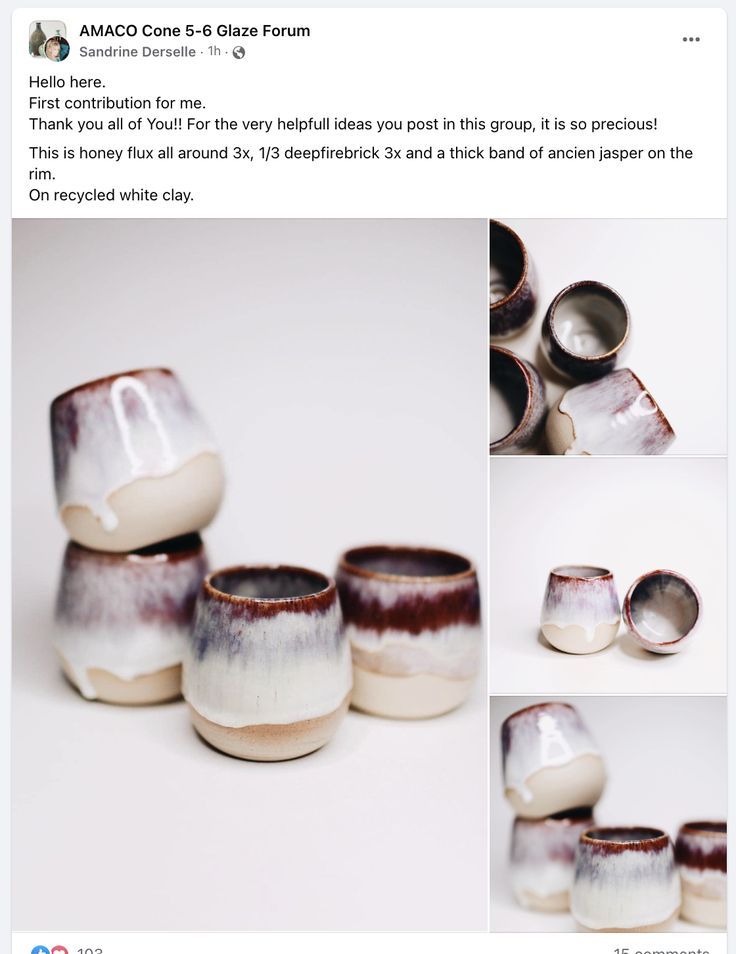 several pictures of different cups and bowls on a white table with the same one being made