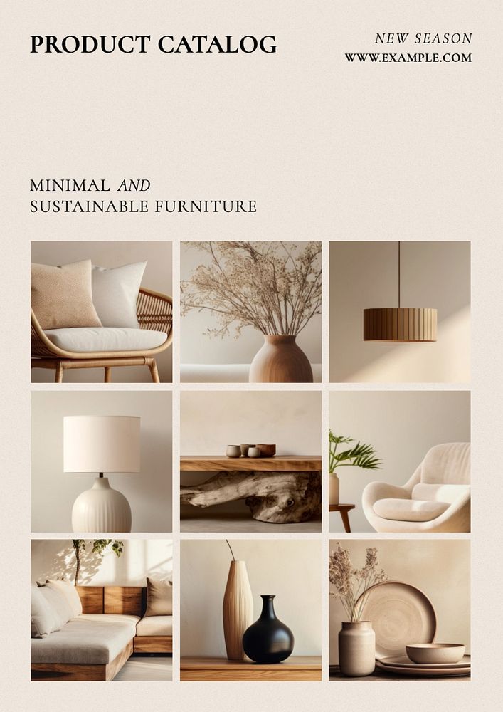 the product catalog is designed to look like it has many different furniture items in it