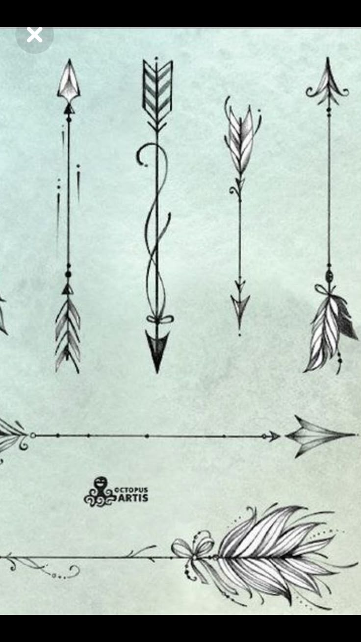 some arrows are drawn on the paper with watercolors and inking technique, which is