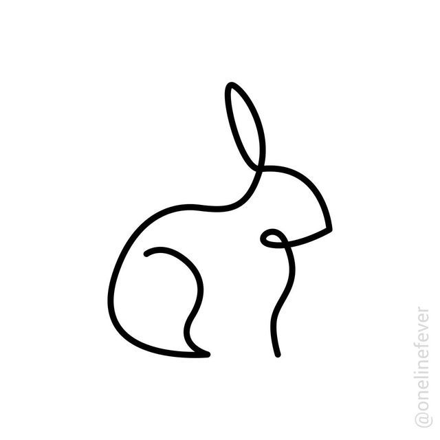 an outline drawing of a rabbit on a white background