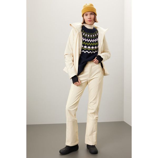 Off-white nylon (80% Nylon, 20% Spandex). Lining (92% Recycled Polyester, 8% Spandex). Pants. Front zipper fly with button closure. 33" inseam. 12" rise. 21" leg opening. Imported. Ski Suits, Rent The Runway, Closet Designs, Front Zipper, Spandex, Off White, Zipper, High Waisted, Fashion Design