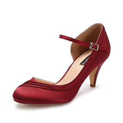 ERIJUNOR E2699 Kitten Heels for Women Comfortable Low Heel Closed Toe Satin Evening Dress Wedding Shoes with Ankle Strap Burgundy Size 5 Mother Of The Bride Shoes, Evening Dress Wedding, Elegant Wedding Shoes, Bridal Shoes Low Heel, Satin Evening Dress, Beautiful Wedding Shoes, Shoes Inspiration, Perfect Wedding Shoes, Satin Evening Dresses