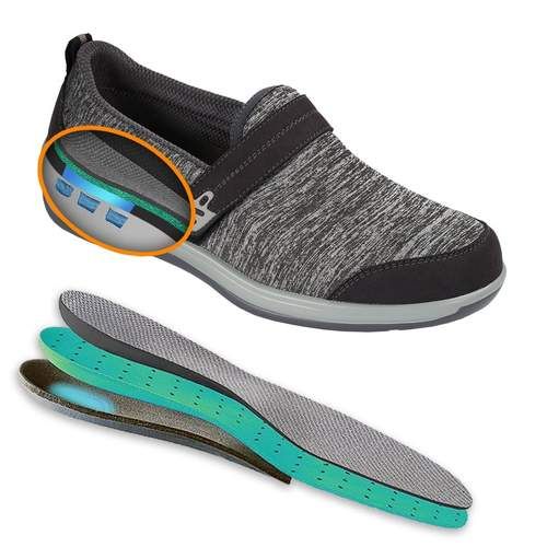 Diabetic Women's Slip-On Shoes | Quincy Gray Functional Slip-on Walking Shoes With Arch Support, Comfortable Sports Slip-ons With Arch Support, Gray Slip-ons With Arch Support And Round Toe, Ergonomic Slip-on Walking Shoes, Comfortable Functional Walking Shoes With Arch Support, Functional Walking Shoes With Arch Support And Slip-on Fit, Functional Slip-ons With Arch Support And Round Toe, Comfortable Synthetic Walking Shoes With Arch Support, Comfortable Slip-ons With Arch Support For Sports