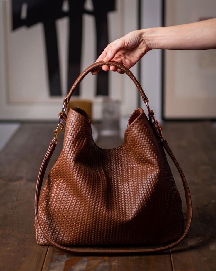 Jild Leather - A Leather You Can Trust Woven Leather Hobo Tote Bag For On-the-go, Brown Hobo Bag With Braided Handles For On-the-go, Top Handle Woven Leather Hobo Bag, Leather Intrecciato Weave Hobo Tote Bag, Leather Hobo Bag With Intrecciato Weave, Brown Leather Hobo Bag With Woven Details, Everyday Leather Bags With Intrecciato Weave, Daily Use Woven Leather Hobo Shoulder Bag, Brown Woven Leather Bags For Everyday Use