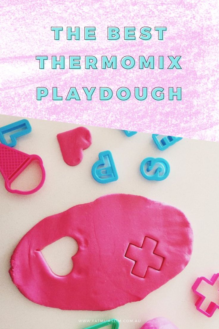 the best thermomix playdough is made with pink frosting and plastic letters