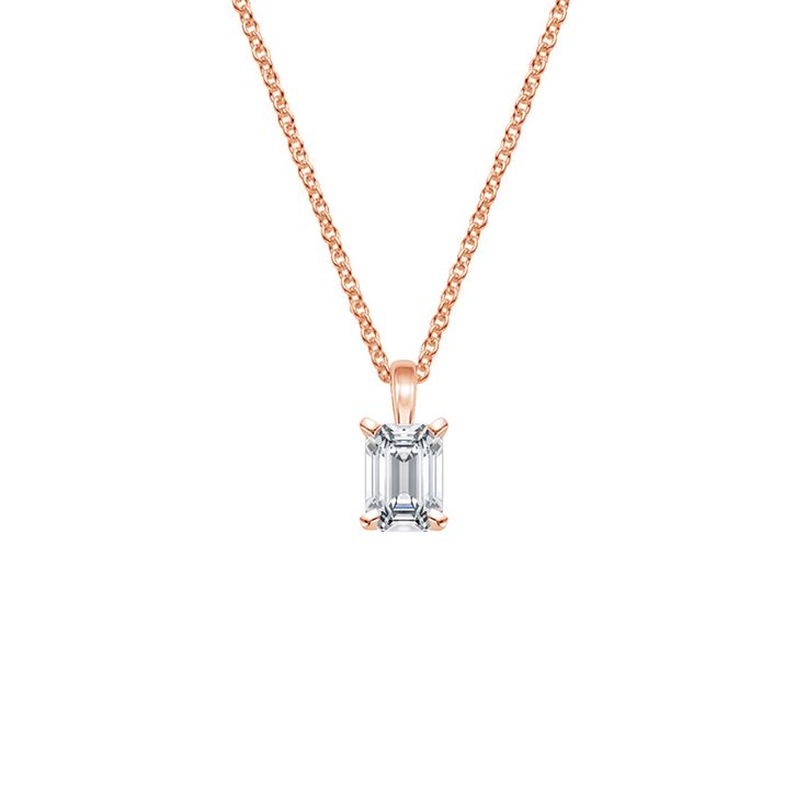 Single Bail Four Prong Pendant - 14K Rose Gold. A beautiful diamond is accentuated in this elegant, classic four prong pendant. The pendant dangles gracefully from a delicate cable chain. Classic Rose Gold 14k Solitaire Necklace, Classic Rose Gold Solitaire Necklace, Classic 14k Rose Gold Solitaire Necklace, Elegant Rose Gold 14k Solitaire Necklace, Elegant Rose Gold Solitaire Necklace In 14k, Classic Rose Gold Solitaire Necklace For Wedding, Classic Rose Gold Solitaire Necklace For Anniversary, Elegant Rose Gold Solitaire Necklace With Diamond Cut, Classic Rose Gold Diamond Necklace Vvs Clarity