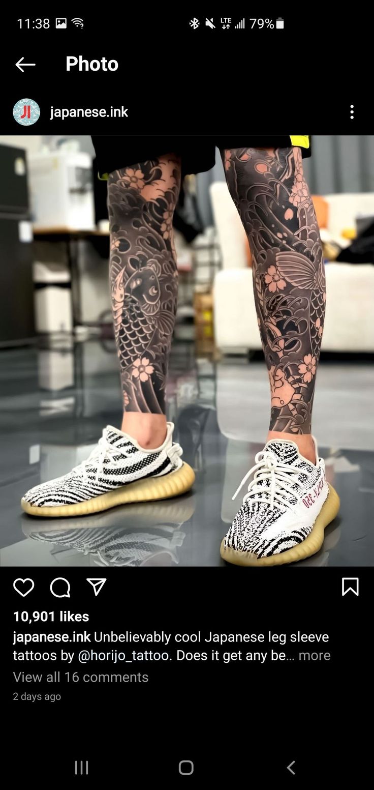 an image of someones legs with tattoos on them