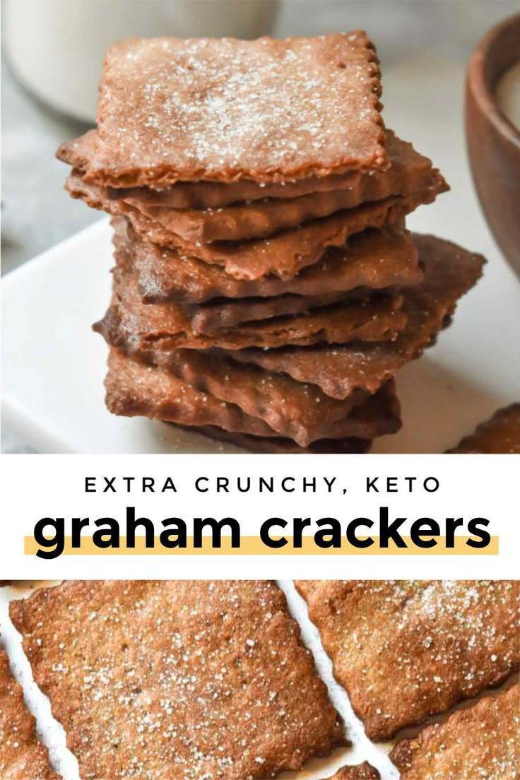 a stack of graham crackers sitting on top of a white plate