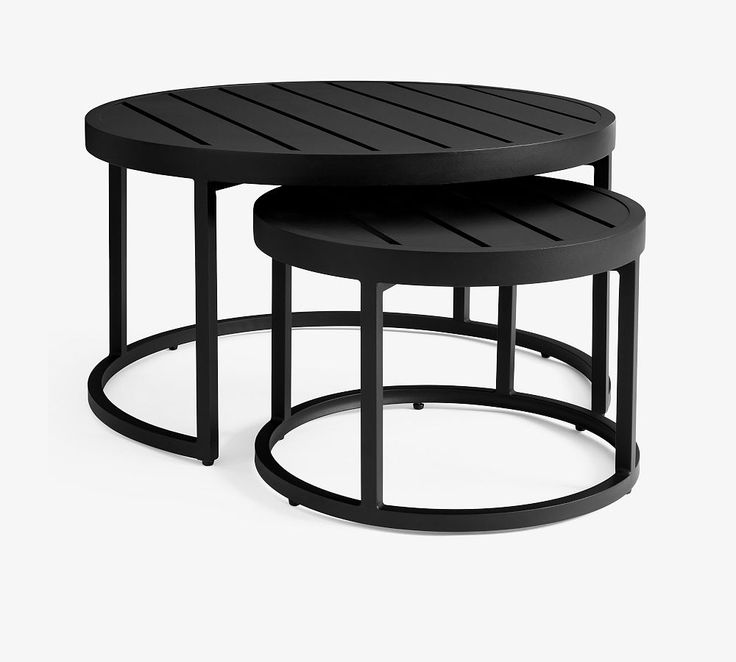 two black tables sitting on top of each other