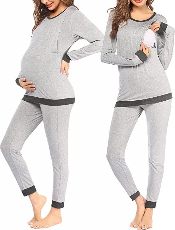 Layer for Pregnant Women. Ultral Soft & Warm Base Layer: Made of 95% Polyester + 5% spandex Imported Button closure Tumble Dry COMFY, COZY, & CUDDLE-READY: This is the long underwear women have been dreaming of! The Striped Nursing Thermal Pajama Set has discreet nursing access and a sleek, feminine design - say goodbye to bulky, sweaty thermal sets! CONVENIENT NURSING FUNCTION: The ingenious nursing panel means you don’t have to choose between breastfeeding and staying warm ADJUSTABLE Pregnancy Pjs, Nursing Pajama Set, Pajama Set Long, Nursing Pajamas, Pregnancy Must Haves, Thermal Pajamas, Maternity Sleepwear, Maternity Nursing, Feminine Design