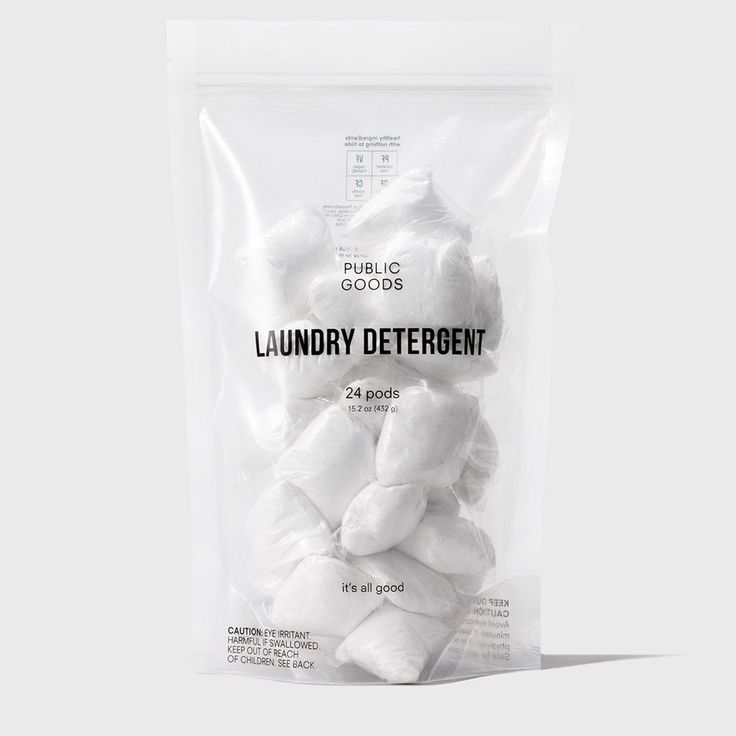 a bag of laundry deterant sitting on top of a white table