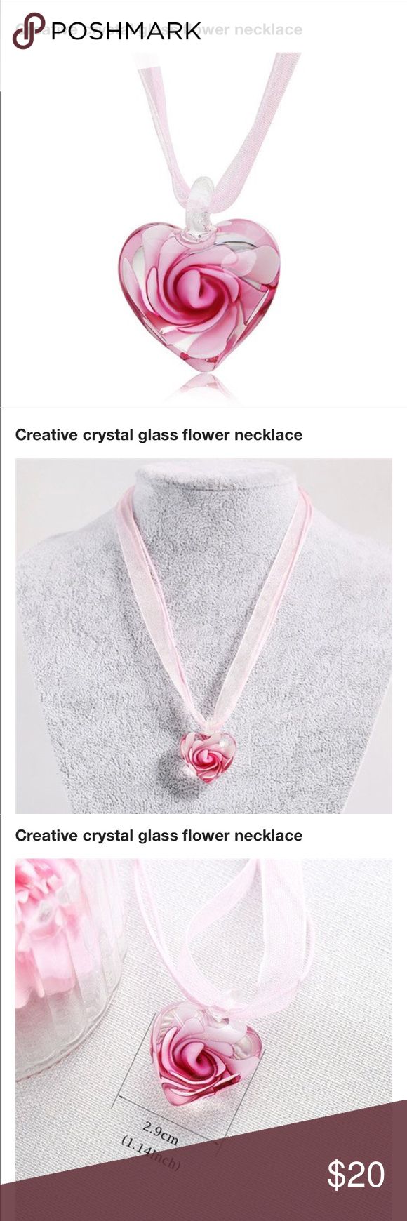 Beautiful glass flower necklace in pink Beautiful glass flower necklace in pink Jewelry Necklaces Pink Flower Pendant Necklace For Valentine's Day, Adjustable Glass Flower Jewelry, Flower Shaped Glass Necklace For Gift, Clear Glass Flower Jewelry, Adjustable Flower Glass Jewelry, Elegant Glass Flower Necklaces, Valentine's Day Pink Flower Pendant Necklace, Elegant Glass Flower Necklace, Elegant Flower Shaped Glass Necklaces