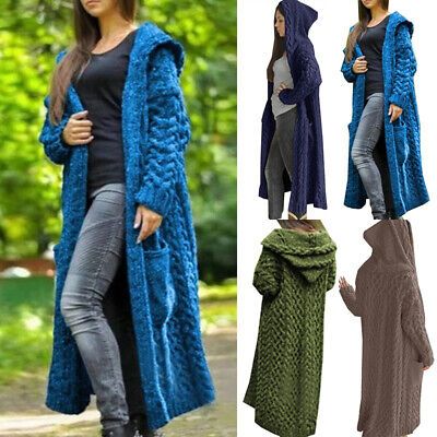 Great shopping ideas for Women Knitted Long Cardigan Chunky Hooded Open Front Sweater Coat Warm Jacket, New Womens Sweaters Crochet Sweater Design, Long Cardigan Coat, Long Sweater Coat, Trendy Outfits Winter, Pullover Outfit, Cardigan Sweater Coat, Open Front Sweater, Trendy Fall Outfits, Trendy Fall