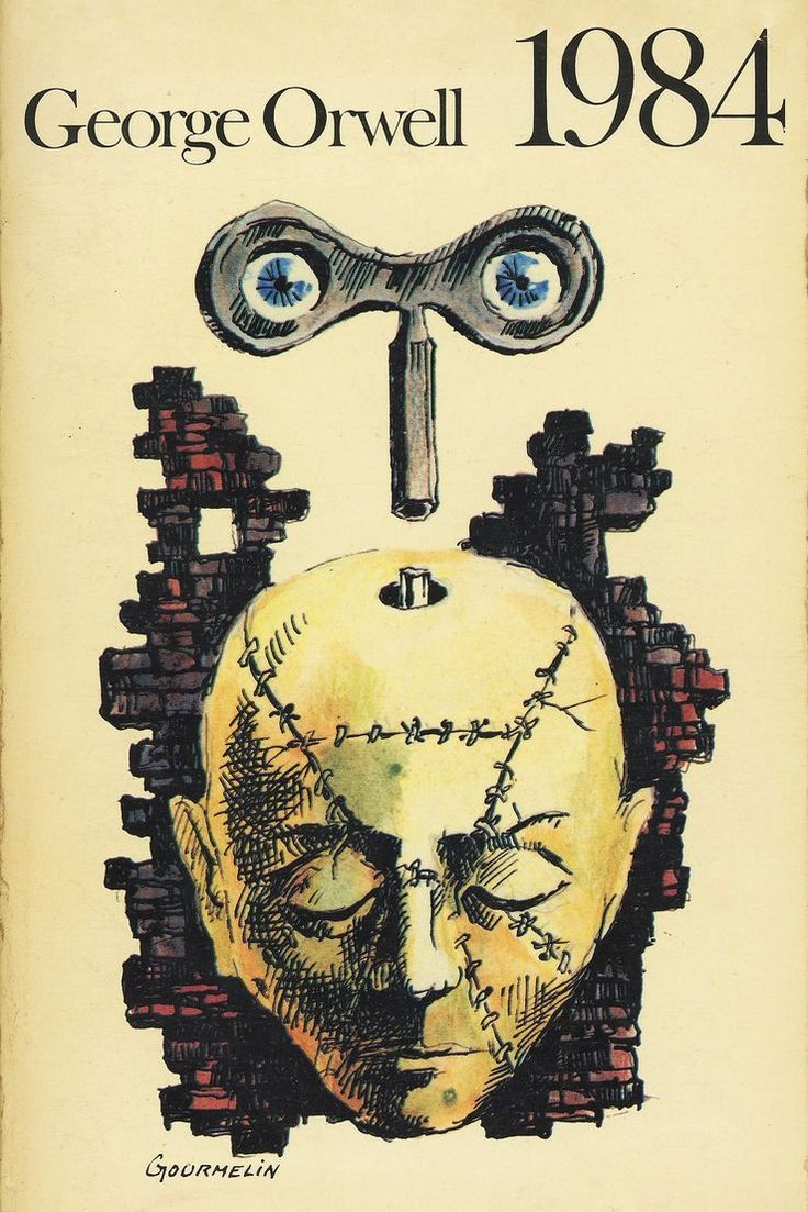 a book cover with an image of a man's head and the words george orwell