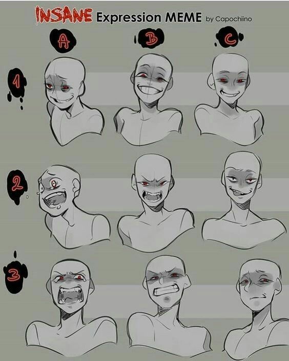 the instructions for how to draw an anime character's face and head with different expressions