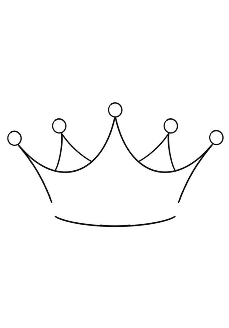 a black and white drawing of a crown with three small dots on the top of it