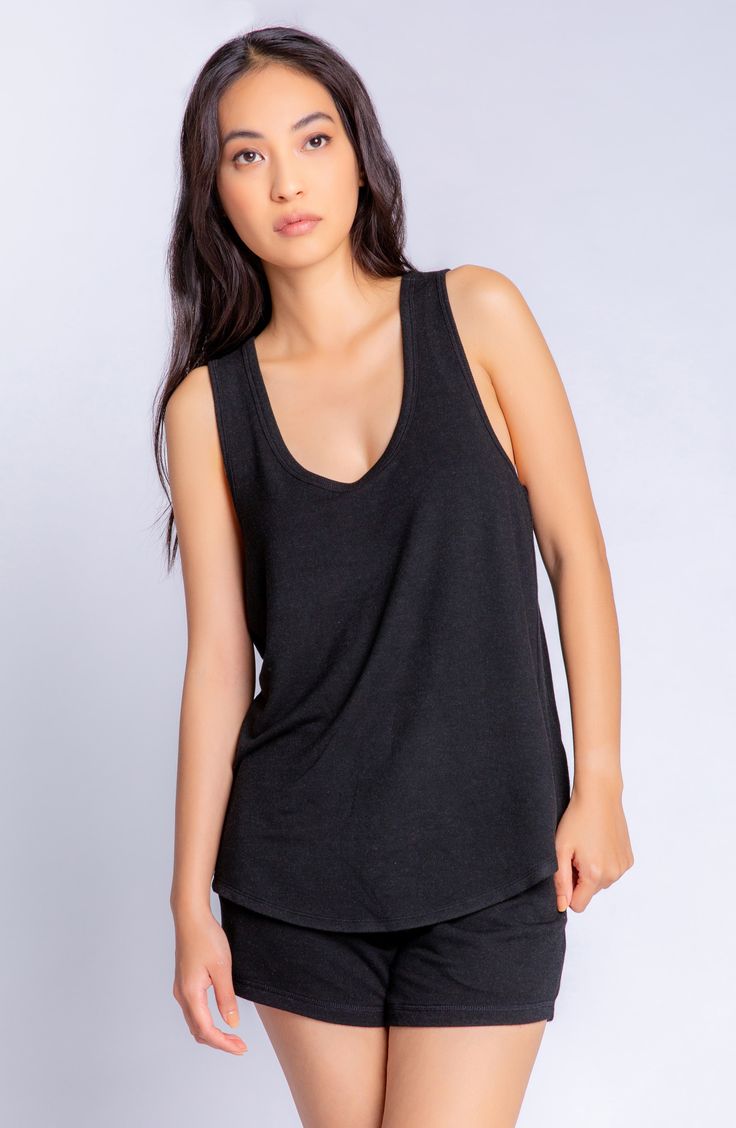 Comfy for sleeping and cute enough to wear out, this slightly oversized tank is cut from soft, stretchy fabric with ribbed trim and a broken-in fade. Style Name:Pj Salvage Scoop Neck Sleep Tank. Style Number: 6168496. Stretchy Fabric, Basic Tank Top, Scoop Neck, Women's Clothing, Pajamas, Rompers, Lounge, Sleep, Nordstrom