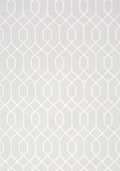 a white and gray wallpaper pattern with hexagonal shapes on the left side