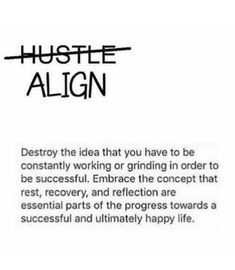 an advertisement with the words hustle align in black and white text on a white background