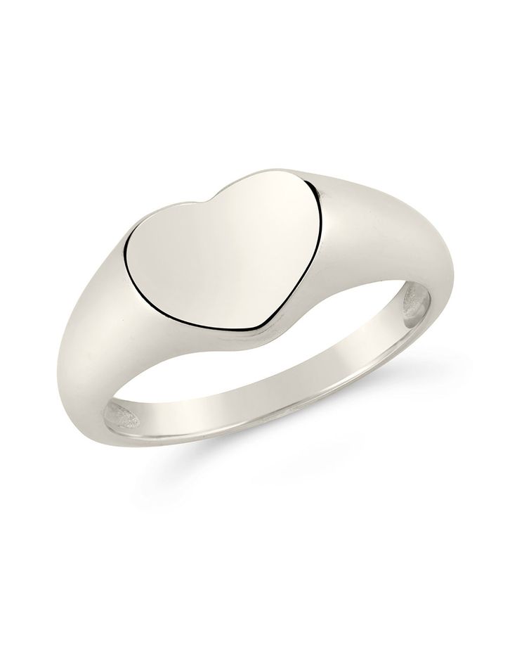 There's nothin' more lovin' than the Cora Heart Signet Ring! You'll give a subtle nod to your one true love every time you slip on this shimmering staple accessory. Wear your heart on your finger with this classic heart-shaped signet ring! Materials: 14K gold plated sterling silver or sterling silver Features: 2mm-5mm band, 0.3" width, 0.3" heart, Lead & Nickel free Trendy Silver Heart-shaped Ring, Trendy Silver Heart Ring For Anniversary, Trendy Silver Heart Rings, Trendy Silver Heart Ring For Valentine's Day, Classic Heart-shaped Rings For Everyday, Classic Heart Shaped Rings For Everyday, Classic Sterling Silver Heart Ring For Valentine's Day, Silver Heart Ring For Everyday Wear, Classic Everyday Heart Ring For Valentine's Day