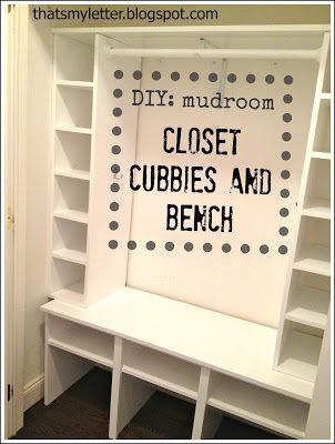 a white bookcase with polka dots on it and the words diy mudroom closet cubbies and bench