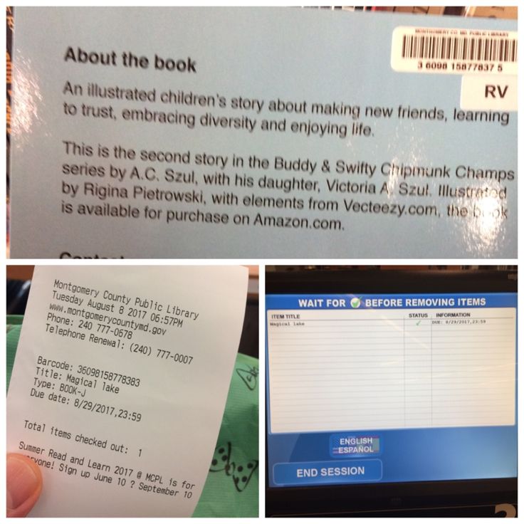 the back of a book that is open and has information attached to it, along with an image of a person's hand holding a computer