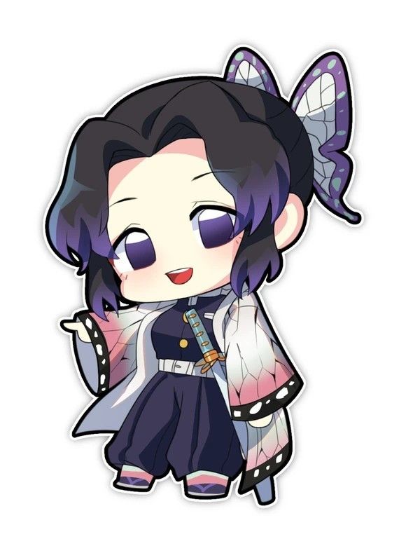 an anime character with purple hair and blue eyes, wearing a black dress and butterfly wings