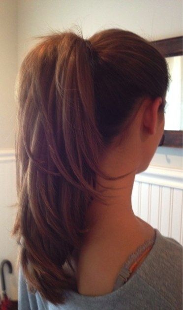 Layered Ponytail Ideas Layered Hair In A Ponytail, Ponytail Haircut, Hair In A Ponytail, Cute Ponytails, Old Hairstyles, A Ponytail, Hair Envy, Love Hair, Great Hair