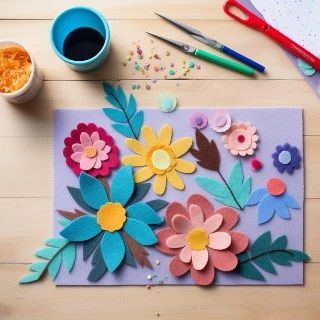 paper flowers are laid out on a table next to scissors and other crafting supplies