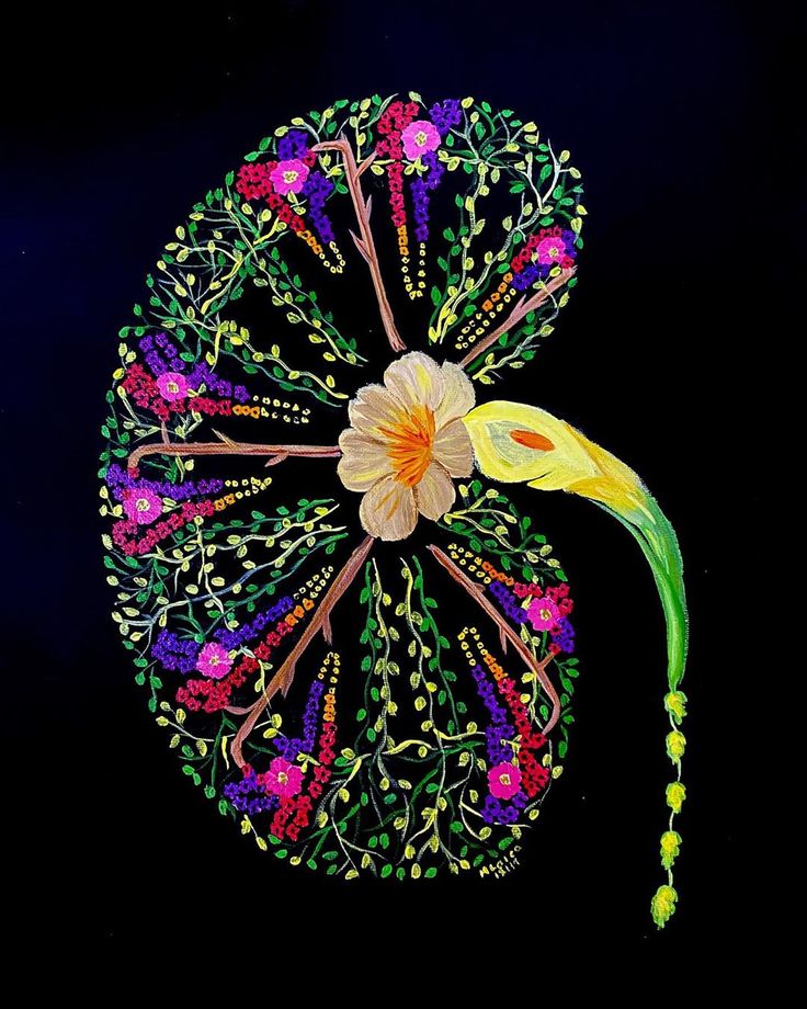 a painting of a flower on a black background