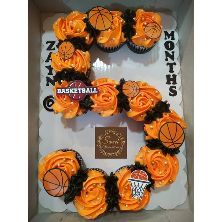 cupcakes in the shape of a basketball wreath