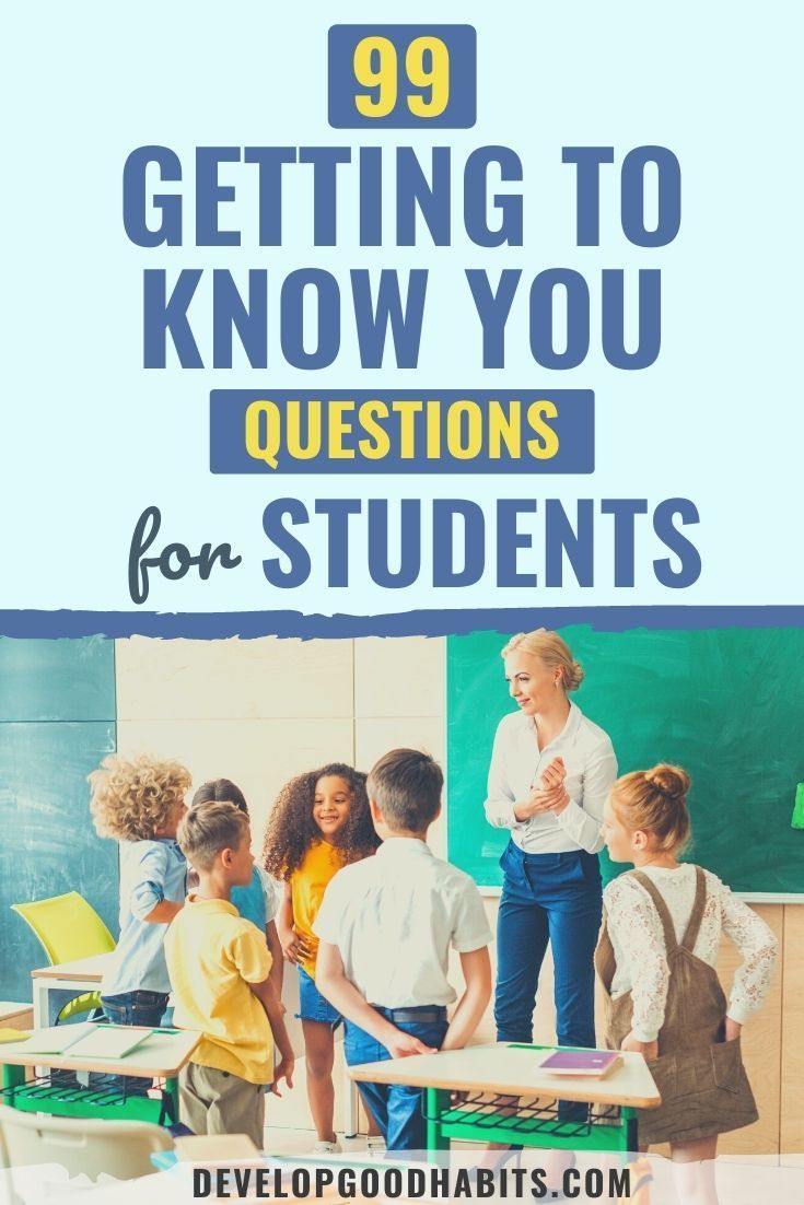 a group of children standing in front of a chalkboard with the text 99 getting to know you questions for students