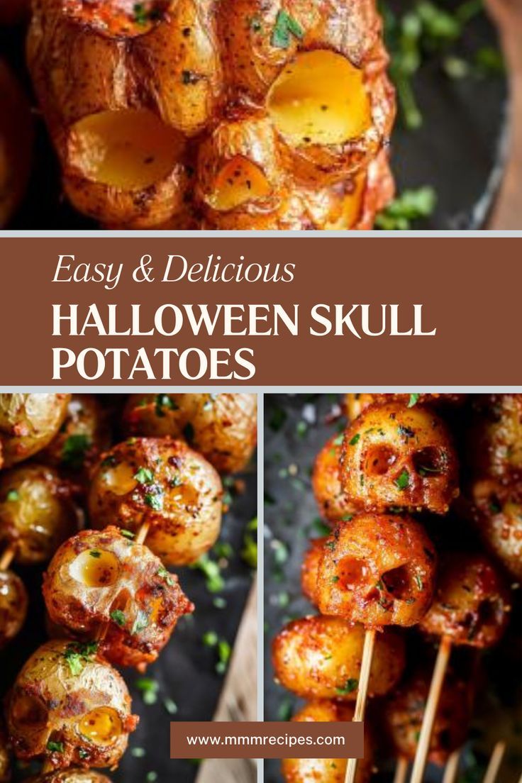 easy and delicious halloween skull potatoes on skewers