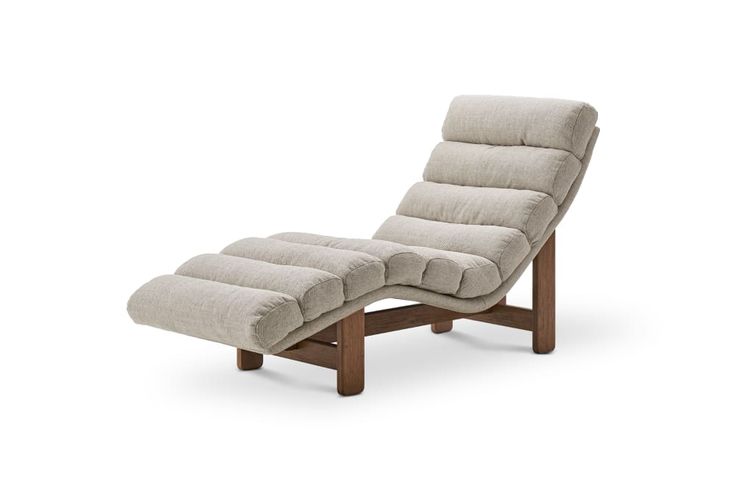 the reclining chair is made from wood and fabric