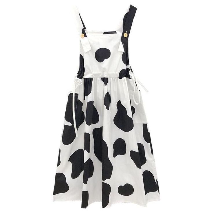 Oversized Cow Print Kawaii Harajuku Pinafore Dress with pockets. SIZE CHART IN INCH Style Sleeveless Dress, Preppy Mode, Estilo Harajuku, Style Kawaii, Japanese Harajuku, Kawaii Harajuku, Estilo Preppy, Pinafore Dress, Sweet Dress