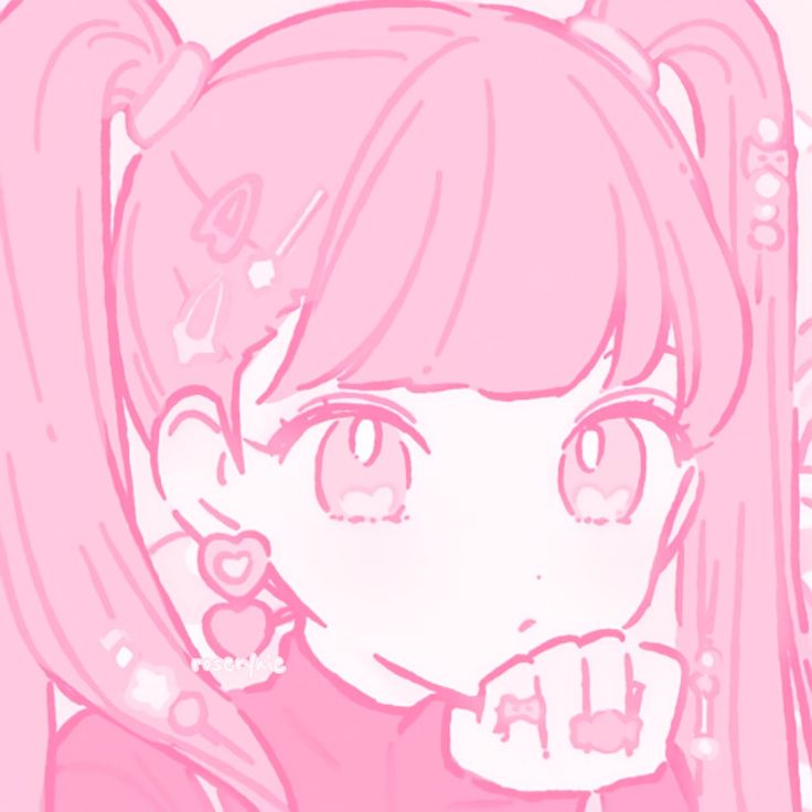 a drawing of a girl with pink hair and piercings on her ears looking at the camera