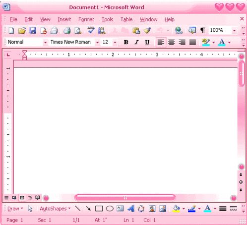 a pink computer screen with white text on it