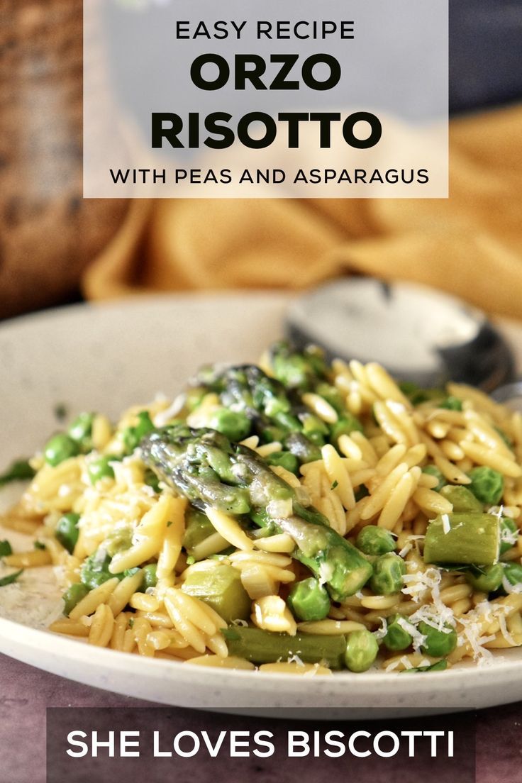 Orzo risotto with peas and asparagus on a plate. Orzo Recipes Healthy, Asparagus Side Dish Recipes, Health Salad Recipes, Recipe With Peas, Orzo Recipes Side, Easy Orzo, Risotto With Asparagus, Asparagus And Peas, Orzo Risotto