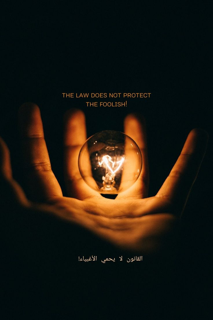 a person holding a light bulb in their hands with the words, the law does not protect