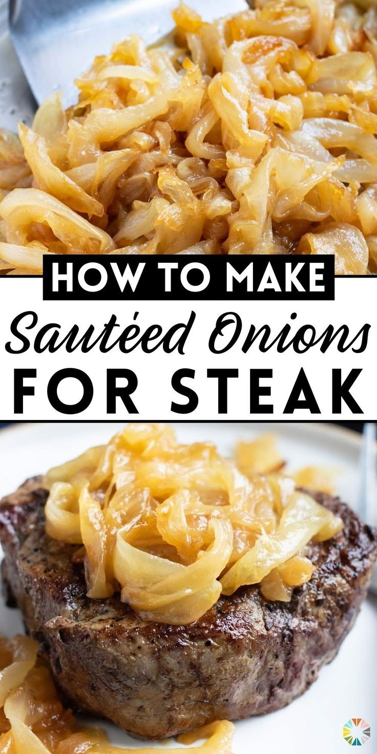 It's so easy to make sautéed onions for steak with this simple and foolproof method! Thinly sliced sweet or Vidalia onions are cooked in a skillet with oil and butter until golden brown. But you don't have to stop at steak! They make a sweet and savory addition for burgers, chicken, dips, and so much more! Try them today! Sauteed Onions For Steak, Onions For Steak, Sauteed Chicken Recipes, Burgers Chicken, Loaded Mashed Potato Casserole, Sauteed Onions, Caramelized Onions Recipe, Sautéed Onions, Steak And Onions