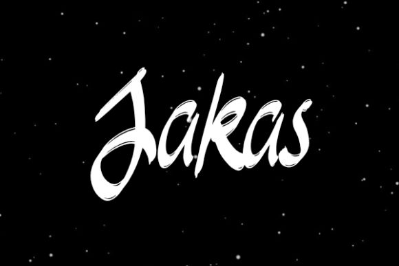 the word jaka's written in white ink on a black background with stars