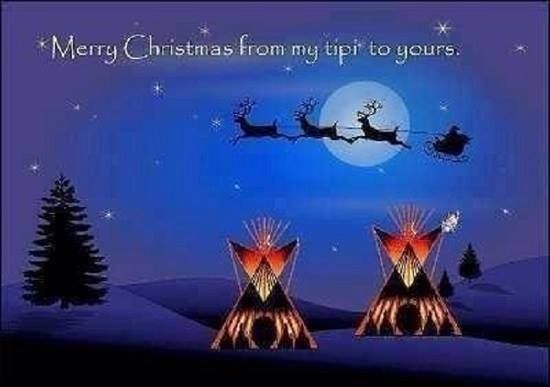 merry christmas from my trip to yours with native american teepees and santa's sleigh