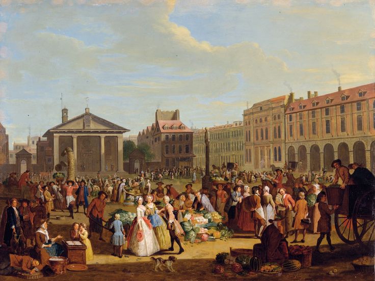 an image of a painting of people in the street