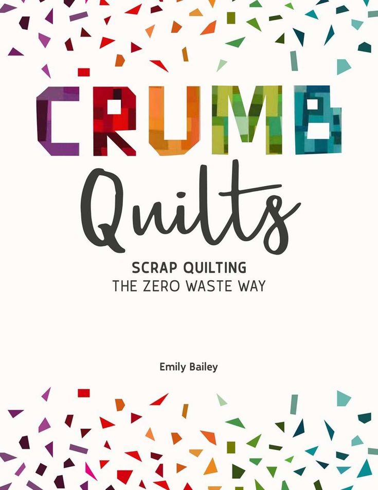 a book cover with the words crumb quilts in multicolored triangles on it