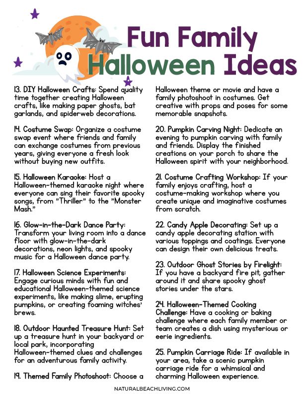 the fun family halloween ideas list is shown in this page, which includes instructions for how to