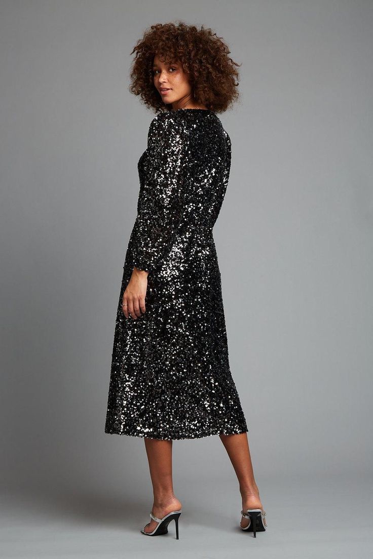 Black Sequin Midi Dress Sequin Midi Dress, Dresses Black, Black Sequins, Quick Delivery, Dorothy Perkins, Dress Collection, Sequin, Black Dress, Buy Online