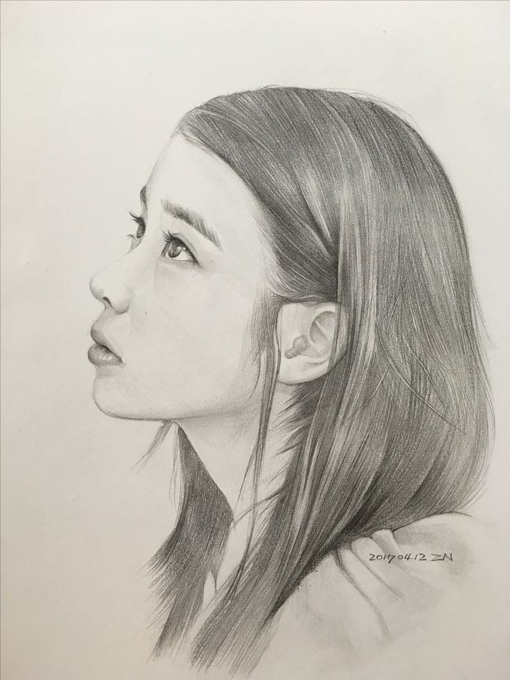 a pencil drawing of a woman's profile