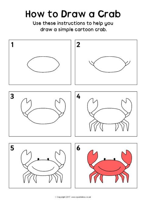 how to draw a crab step by step instructions for kids and beginners with pictures