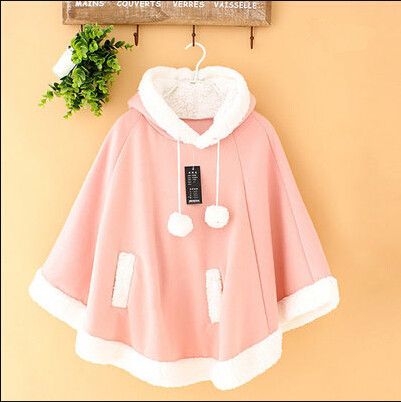 Style:+sweet+Fabric+Material:+Cotton+Color:+pink,rose+red,black+Size:+Free+Length:+64CM,+other+unrestricted Coat 2020, Mantel Cape, Winter Cloak, Girls Pad, Poncho Coat Cape, Poncho Coat, Tokyo Street Fashion, Angry Cat, Hooded Poncho