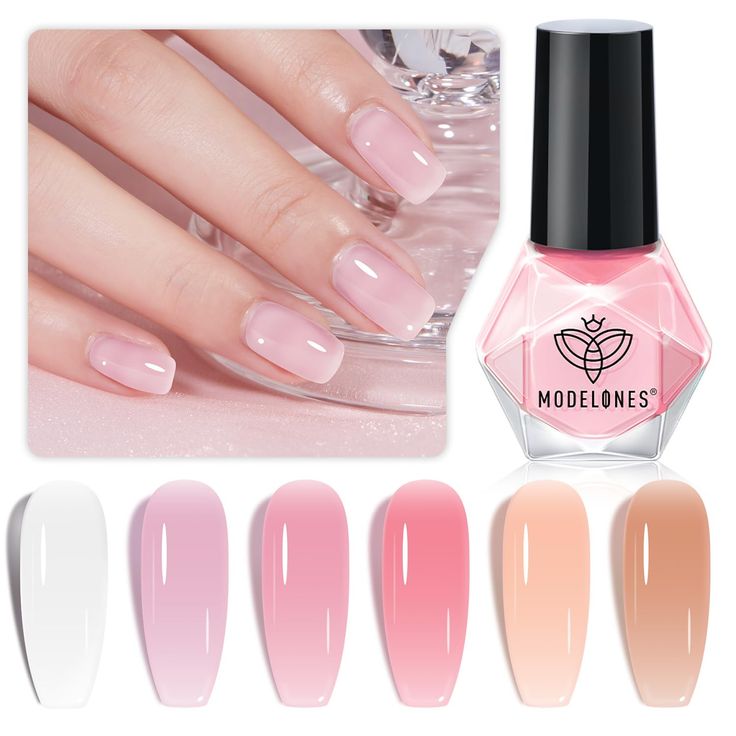 PRICES MAY VARY. 【Popular Jelly Palette】Modelones 6 colors nail polish set comes with six different shades, namely Sheer Pink, Milky White, Jelly Nude, Natural Brown, Light Pink. These colors have been carefully selected to suit any occasion, season, and outfit. Whether you're going for a sophisticated look in the office or a relaxed style for a beach vacation, these shades got you covered! 【Quick and Efficient Drying】 Say goodbye to long waiting times! Modelones jelly nail polish dries rapidly, Light Pink Nail Polish, Jelly Nail Polish, Jelly Nail, Nail Polish Kit, Neutral Pink, Nude Nail Polish, Nude Nail, Nail Art Salon, Glitter Gel Nails